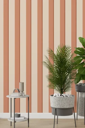 Jusqu'à Épuisement Des Stocks Papier peint Rayures Emma Blush Marron