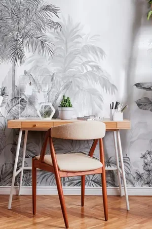 Acheter Direct Papier peint graphique – Jungle Tropicale Monochrome noir