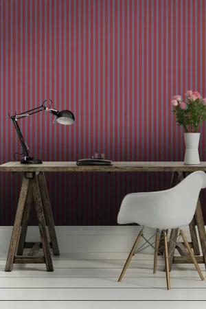 Expédié Aujourd'hui Papier peint rayures contemporaines rouge et bleu