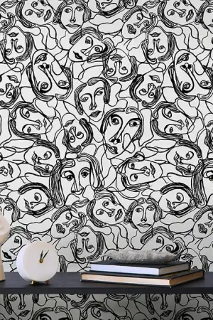 Achat Immédiat Papier peint Visage Noir et Blanc