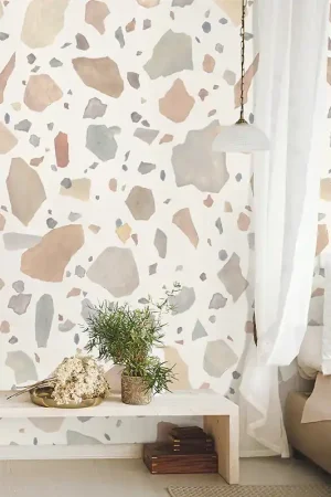 Usine Directe Papier peint contemporain Terrazzo grands motifs aquarelle