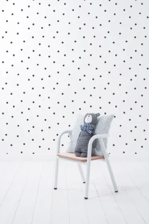 Papier peint point ludiques blanc Offre Spéciale