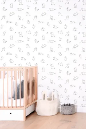Prix Réduit Papier Peint Bébé Petits Lapins