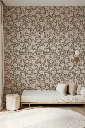 PAPIER PEINT ENFANT - LES FLEURS (FOND NUIT) Offre Spéciale