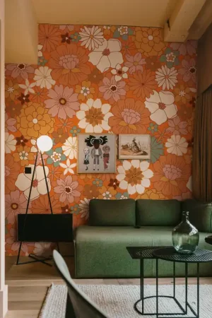 Achat Immédiat Nº277 Papier Peint - Fleurs Rétro ☮