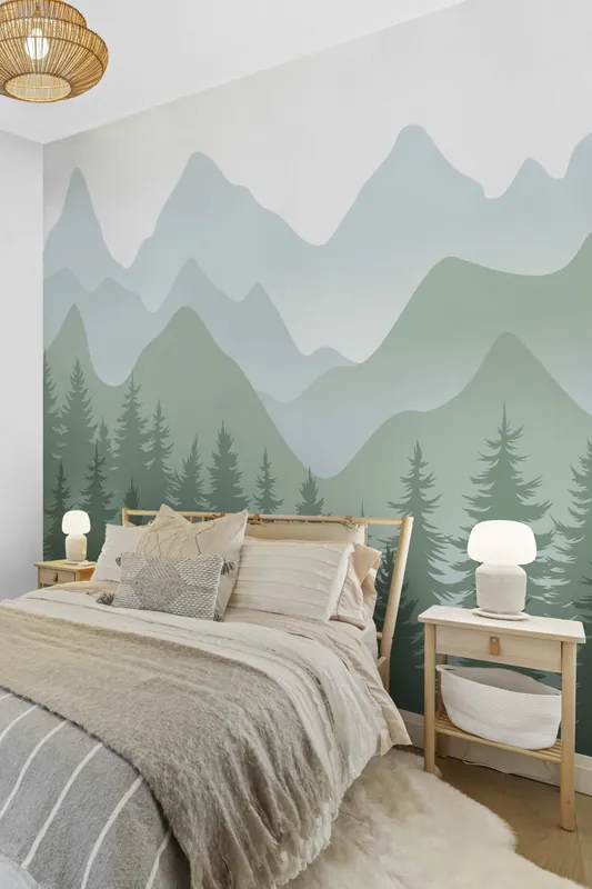 Achat Immédiat N°326 Papier Peint - Montagnes et Sapins
