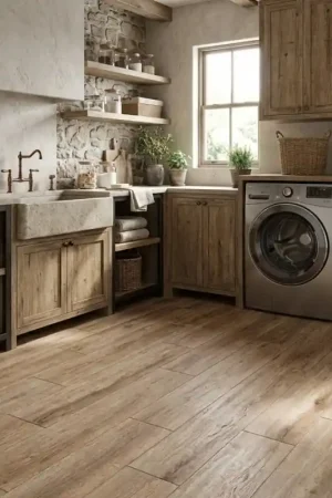 Sol pvc à clipser effet bois 22,9x122 cm WOODRIC LAKEWOOD Populaire