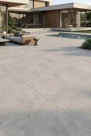 Authentique carrelage extérieur grand format ZIRA CIMENT PERLA 100x100 cm R11 antidérapant
