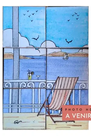 Haute Qualité Faïence Murale HERMINE Fresque Relax 21x31 cm - Multicolore Brillant
